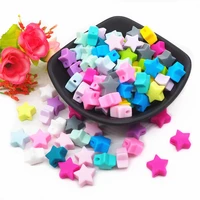 chenkai 100pcs 15mm silicone star teether beads diy baby shower pacifier dummy nursing jewelry toy making beads bpa free