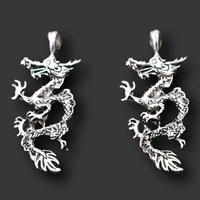 4pcs silver plated dragon pendants retro necklace bracelet metal accessories diy charms for jewelry crafts making 4621mm a1784