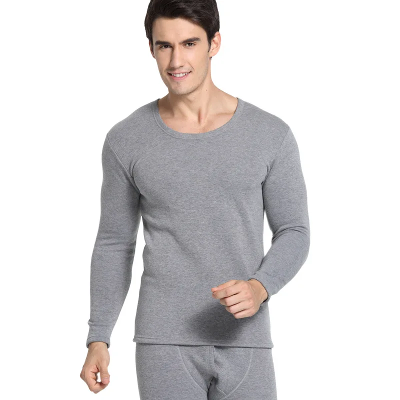 

Men High Quality Winter Thermal Underwear Thickened Fleeced Authentic Undershirts Round Collar Cotton Long Johns Suits