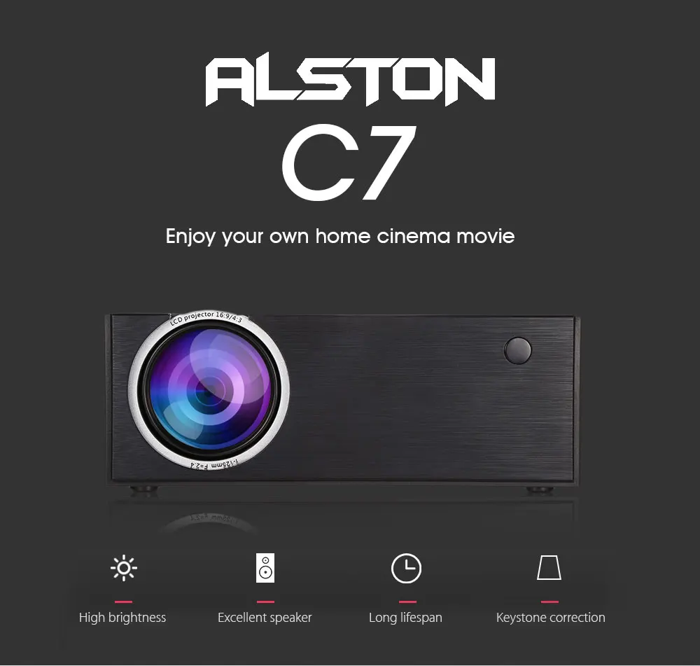 ALSTON C7 2000 люмен светодиодный видеопроектор Портативный ЖК-проектор для домашнего кинотеатра AV USB HDMI VGA 3D светодиодный проектор