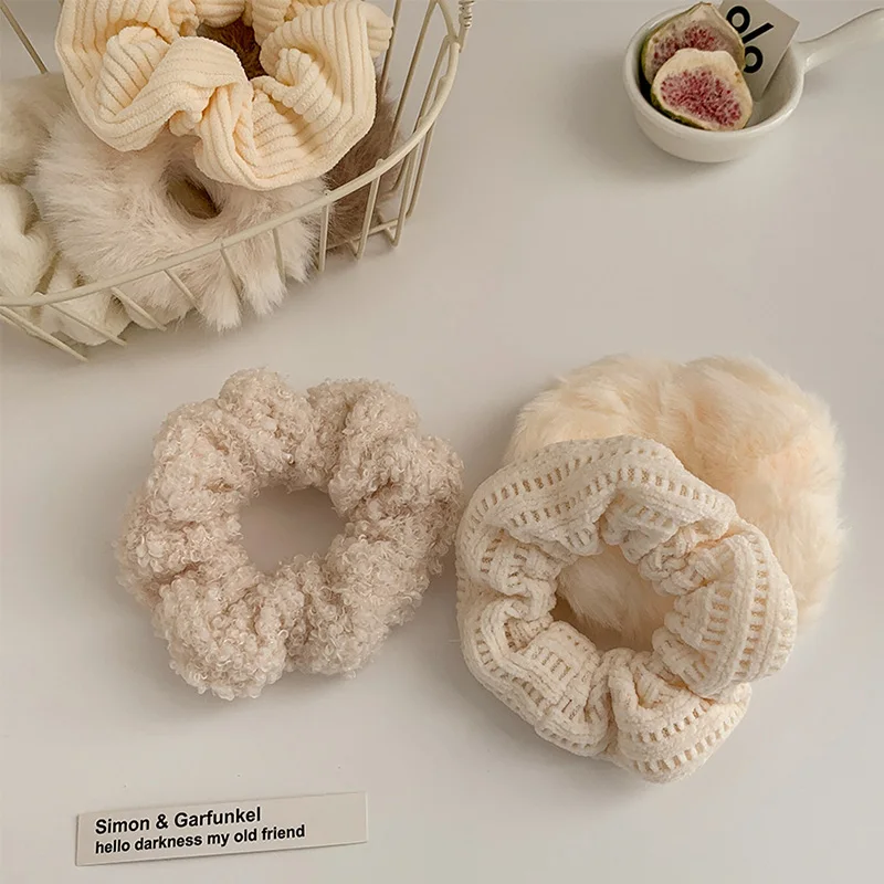 

Winter Warm Soft Hair Scrunchies For Women Girls Cute Plush Elastic Hair Band Multicolor Rubber Band Hair Loop Hair Accessories