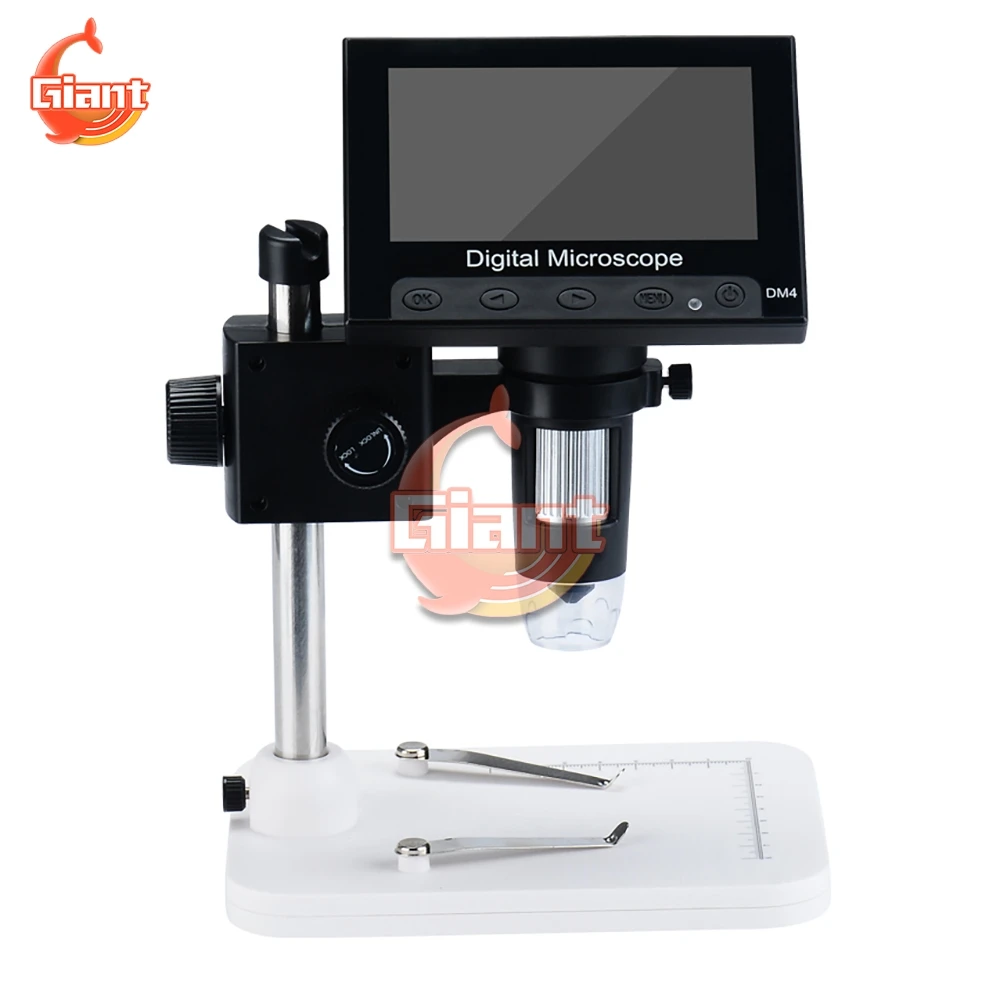 800x 1000x digital electronic microscope dm4 dm3 4 3 inch 8 led stand 30w 200w pixels for pcb motherboard lcd display repaire free global shipping