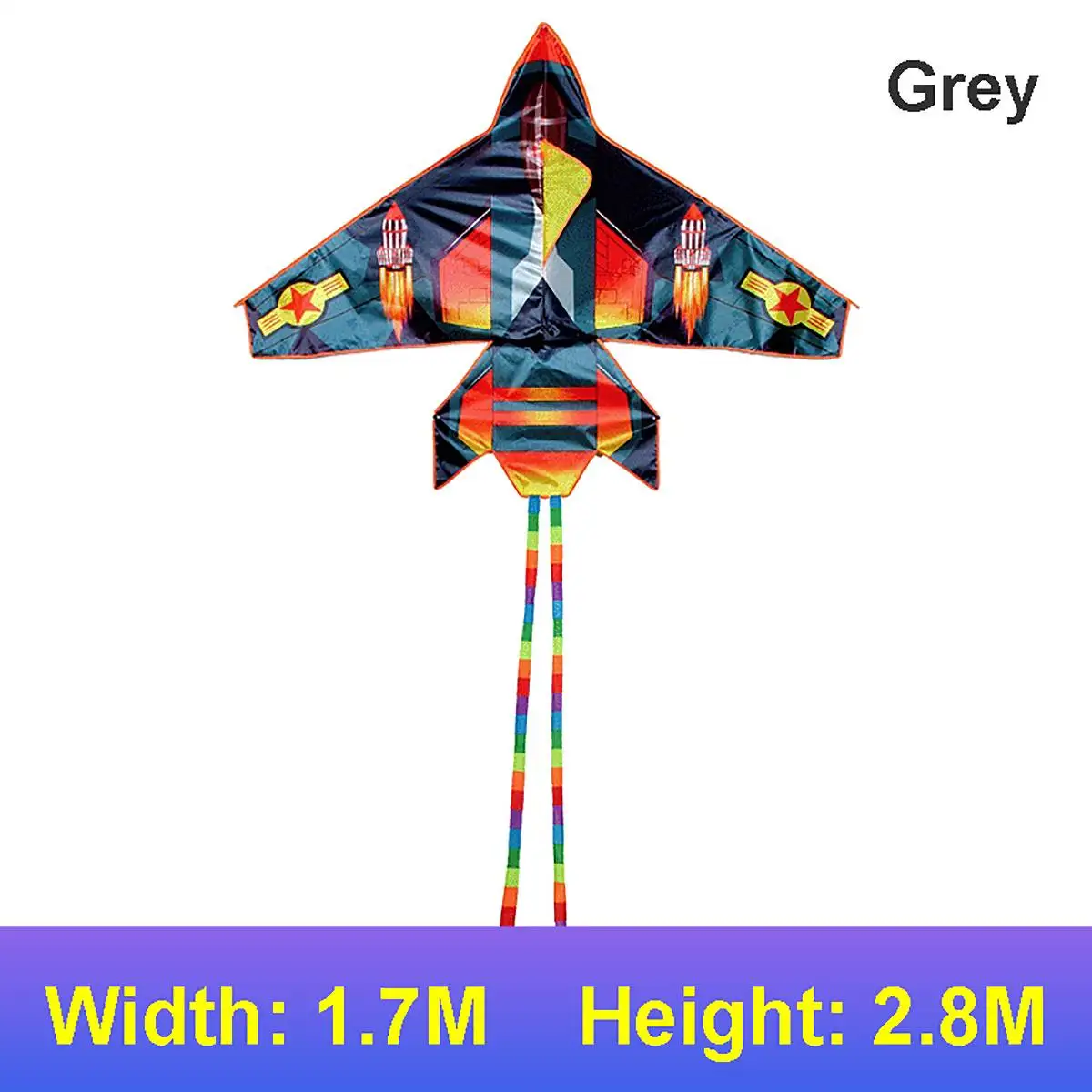 

3D 30m Line Blue Grey Airplane Kites Sports Beach With Kite Handle and String Easy to Fly
