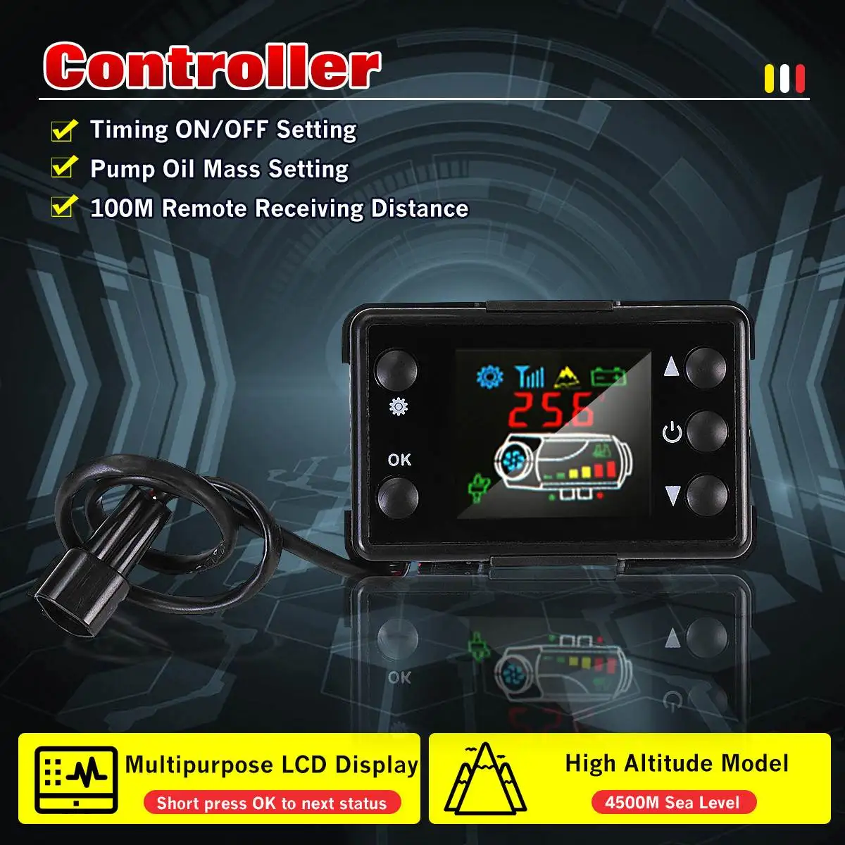 $81.52 Metal Shell 12V 8KW Car Heater Air Diesel Heater Triple Air Outlet Heating Fan LCD Display With Oil Extractor For Boat Bus