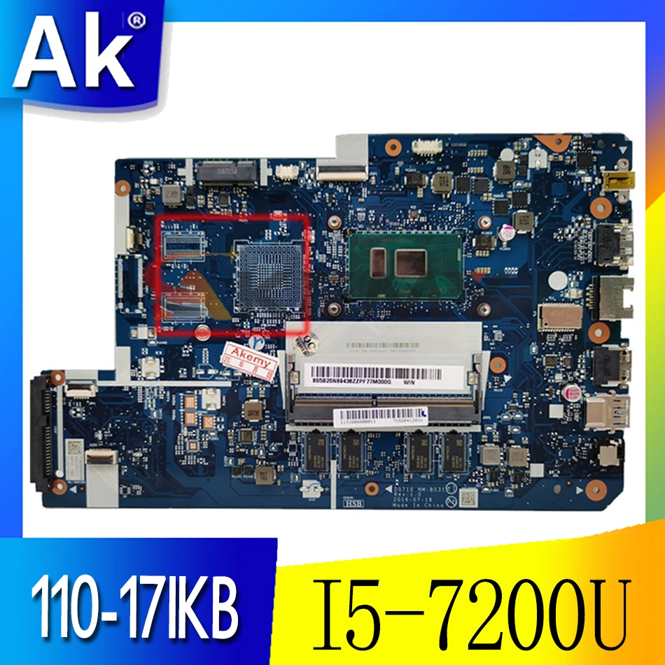 for Lenovo 110-17IKB 110 17IKB laptop motherboard SR2ZU CPU:I5-7200U DDR4 4GB RAM DG710 NM-B031 100% test ok