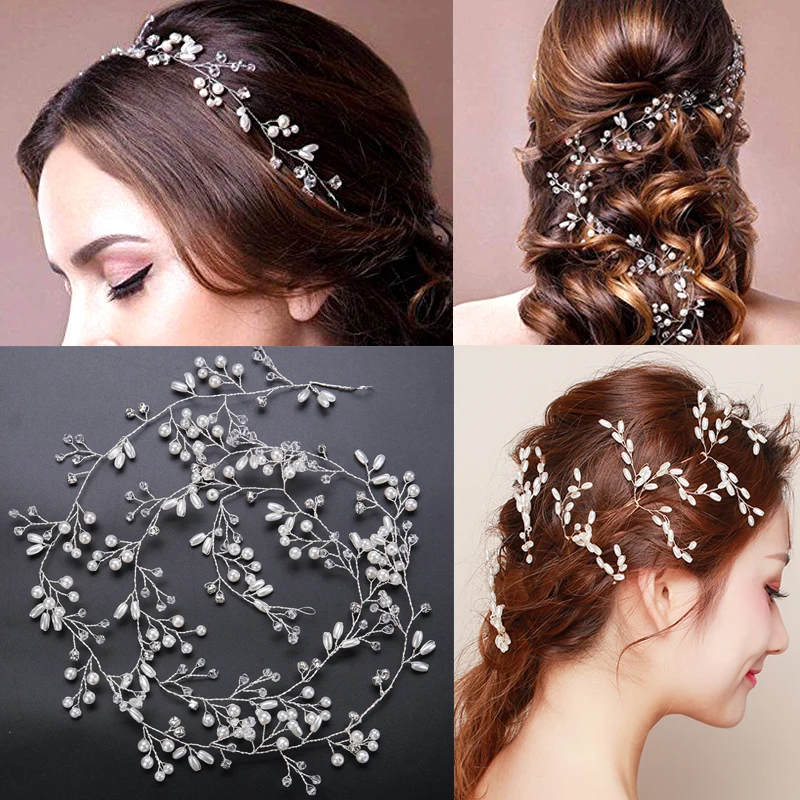

Wedding Hair Accessories Crystal Pearl Hair Belt Wedding Bridal Hair Ornaments Hair Jewelry Bride Headdress Headbands Tiara