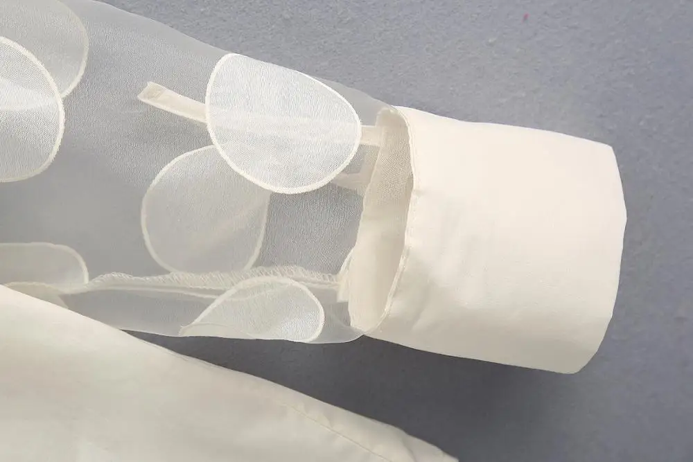 Женская блузка с цветочным принтом ANZA винтажный Повседневный белый шифоновый