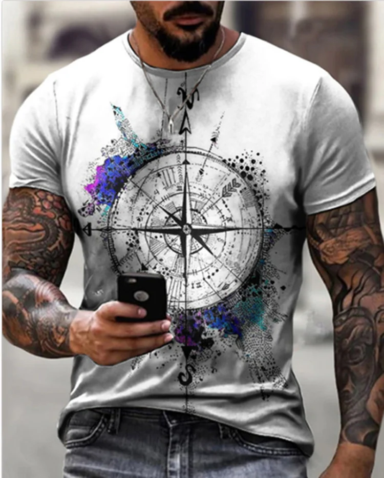 

2021 fall new personalized graphic digital print men's T-shirt