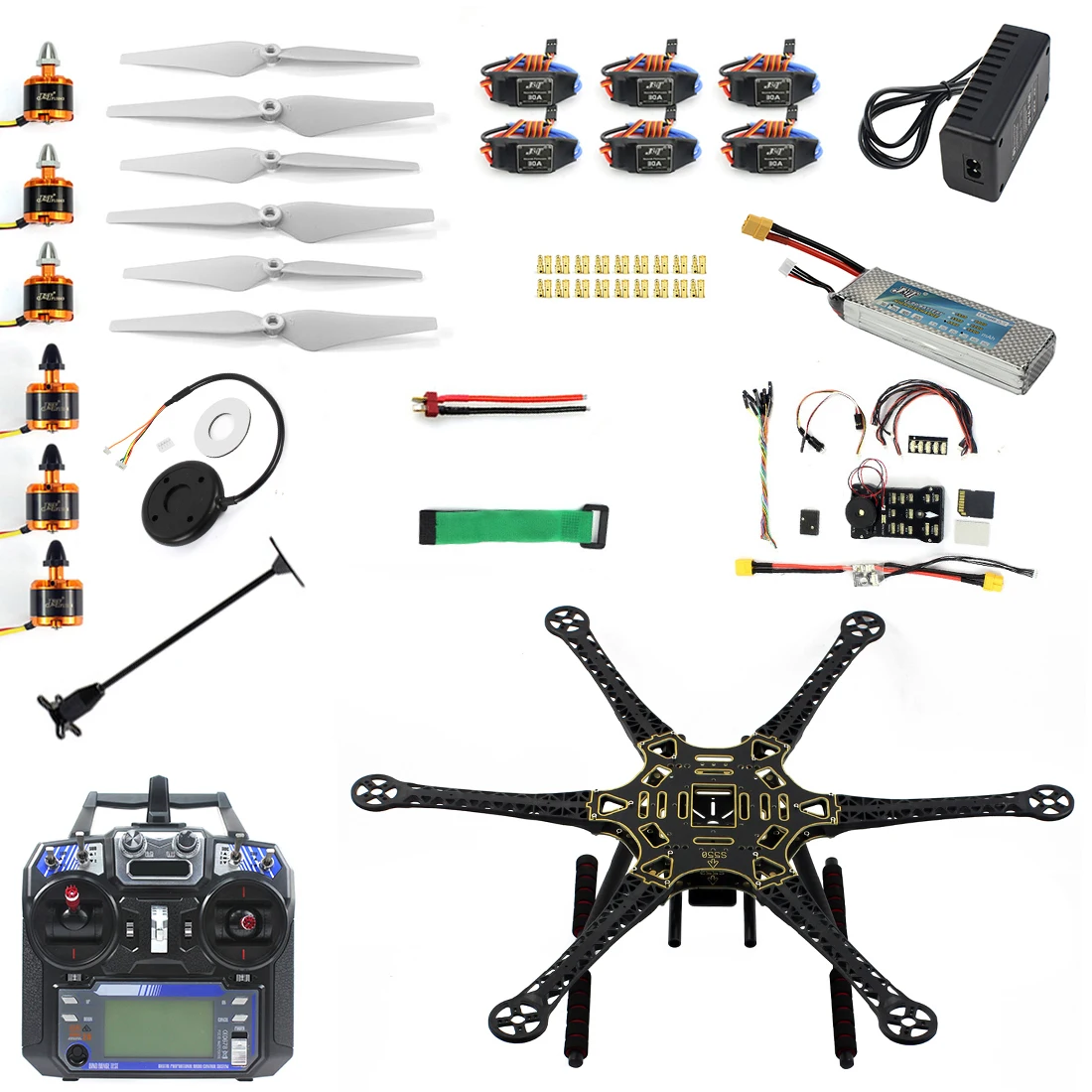 

F08618-U DIY FPV Drone Hexacopter 6-axle Aircraft Kit HMF S550 Frame PXI PX4 Flight Control 920KV Motor GPS FS-i6 Transmitter