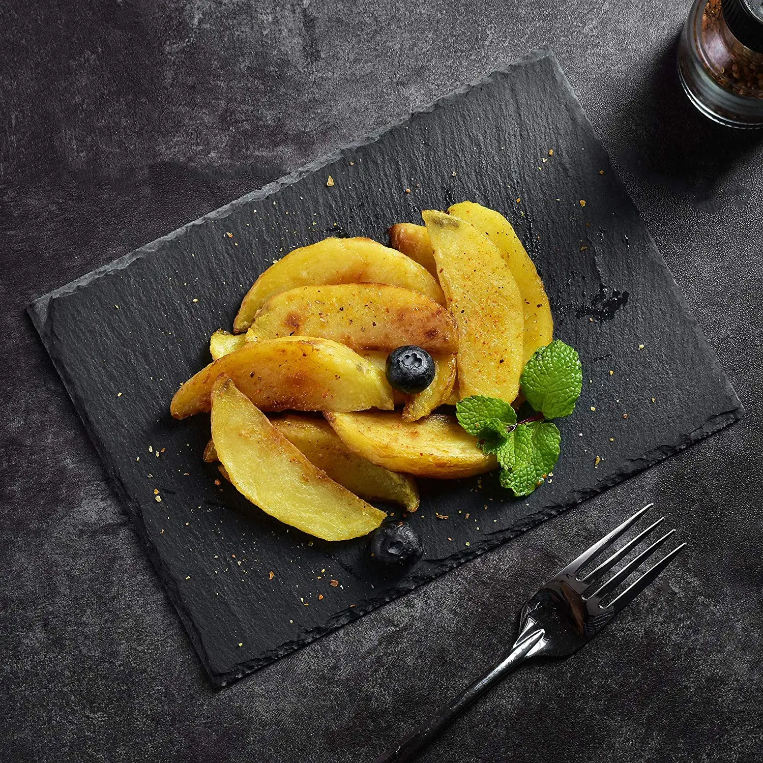 Прямоугольные тарелки для стейков MALACASA из натурального сланца 6 штук сланцевая