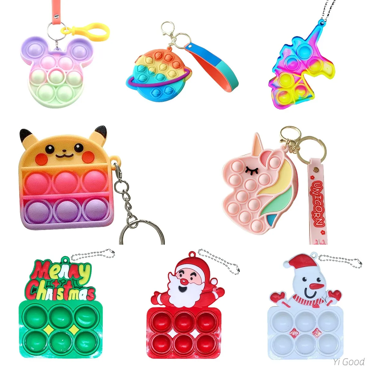 

Anime Pop lt Unicorn Fidget Toys Decompression Keychain Push Bubble Silicone Bag Ornaments Kid Squid Toys Gifts for Adult