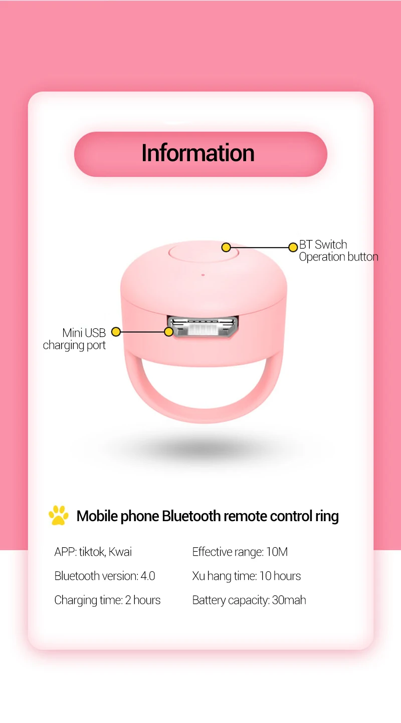 Bluetooth-совместимое устройство для контроля видео новая модель кольцевое