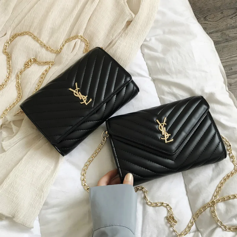 

New Ladies Fashion Luxury PU Chain Messenger Bag One Shoulder Small Square Bag