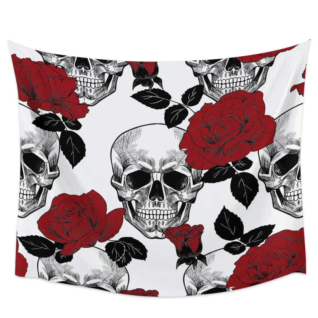 Розы и черепа гобелены стены искусство стен покрывало гобеленовое одеяло