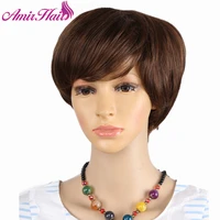 amir synthetic short straight wigs for women black and brown wig with bangs natural free part pixie cut hair wig cosplay