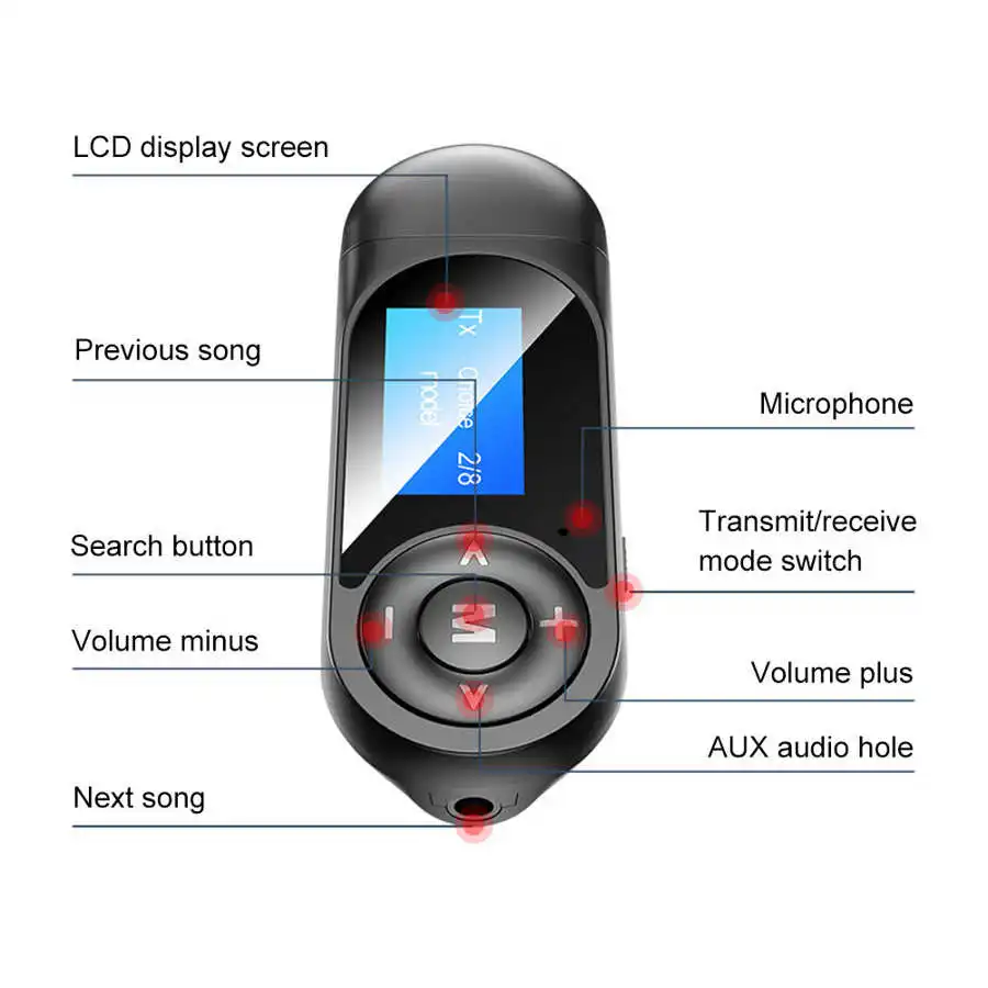 Bluetooth 5 0 приемник передатчик ЖК дисплей с экраном 2 в 1 USB беспроводной адаптер для