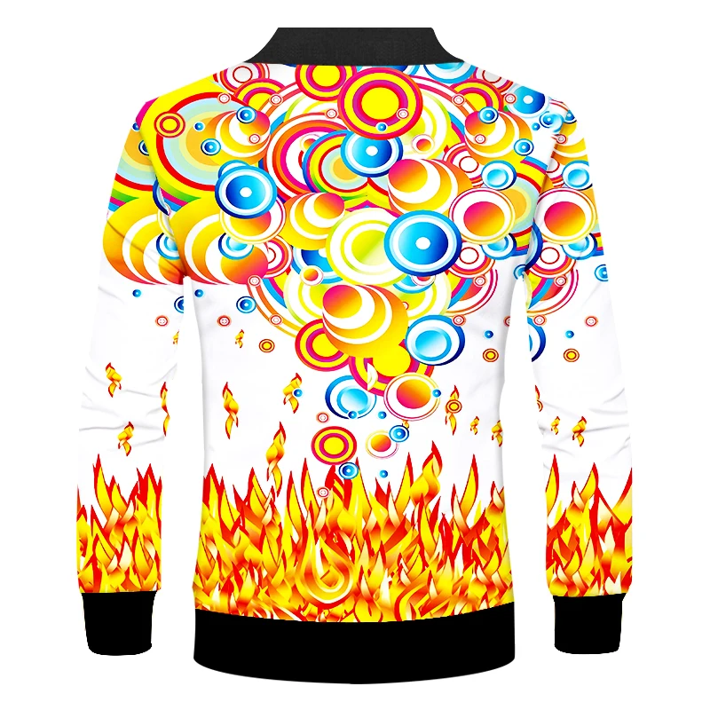 CJLM Новая мужская разноцветная куртка на молнии с 3D принтом индивидуальное пламя