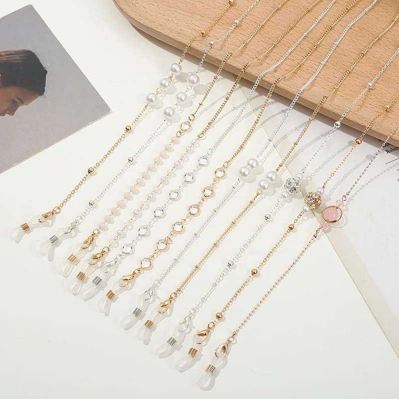 

Цепочка для очков женская с жемчужинами, модный металлический шнур в стиле ретро, для солнцезащитных очков, держатель для очков, Прямая пост...