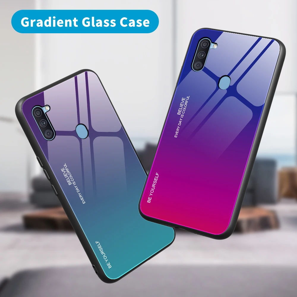 Чехол из закаленного стекла для Samsung A11 A31 31 градиентный чехол Galaxy A1 1 11A защитный |
