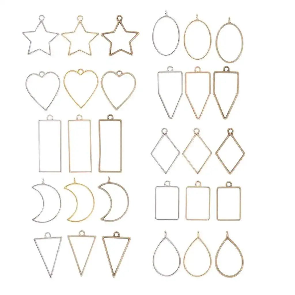 

30PCS Frame Pendants Resin Jewelry Bezels Making Supplies Open Bezel Pendants