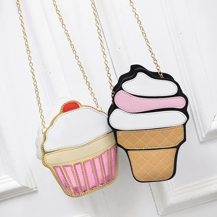 

Funny Ice Cream Cake Girls Crossbody Bags Women Handbags Cute Purse Chain Messenger Bag Small Party Shoulder Bag Small Chain
