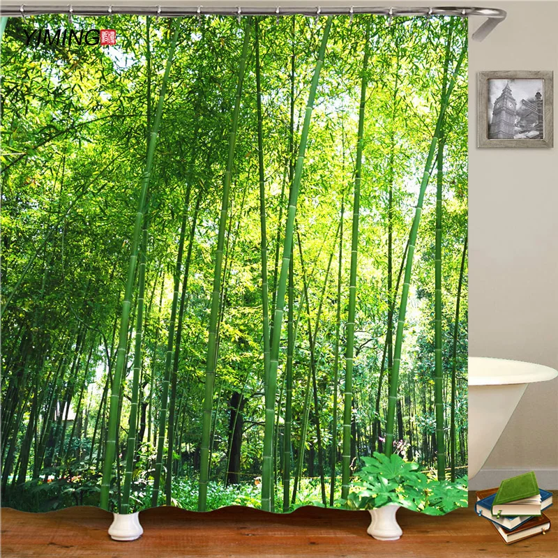 3D green bamboo forest printing bathroom shower curtain polyester waterproof and mildew proof home decoration | Дом и сад