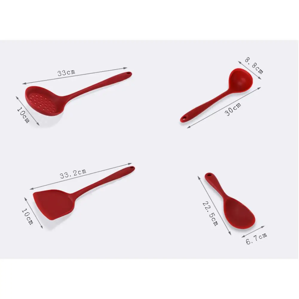 

Kuulee 4Pcs/Set Non-Stick Heat Resistant Silicone Kitchen Cooking Shovel Ladle Utensils Set