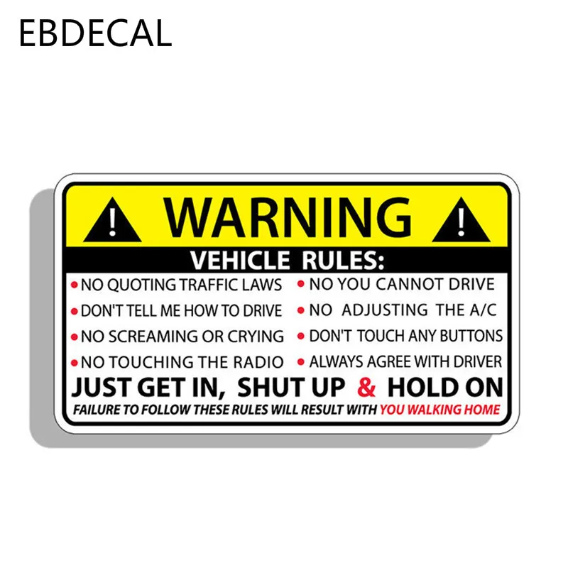 EBdecal Vehicle Safety Warning Rules For Auto Car/Bumper/Window/Wall Decal Sticker Decals DIY Decor CT6279 | Автомобили и