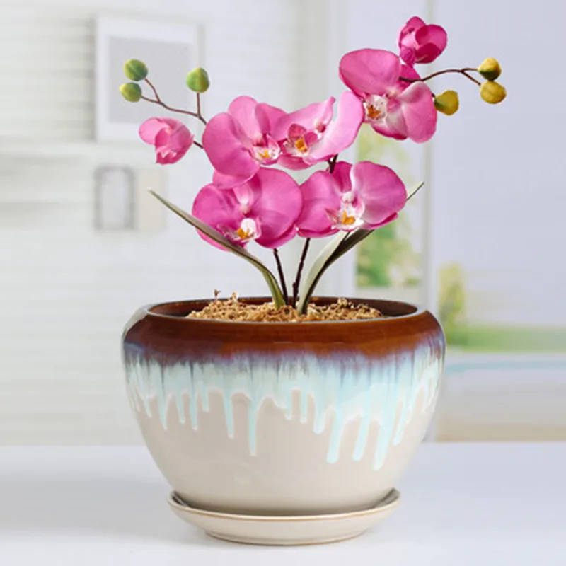 

Simple and Fashionable Flowerpot Ceramic Large Size Green Plant Green Dill Creative Personality Indoor Balcony Bonsai Flower Pot