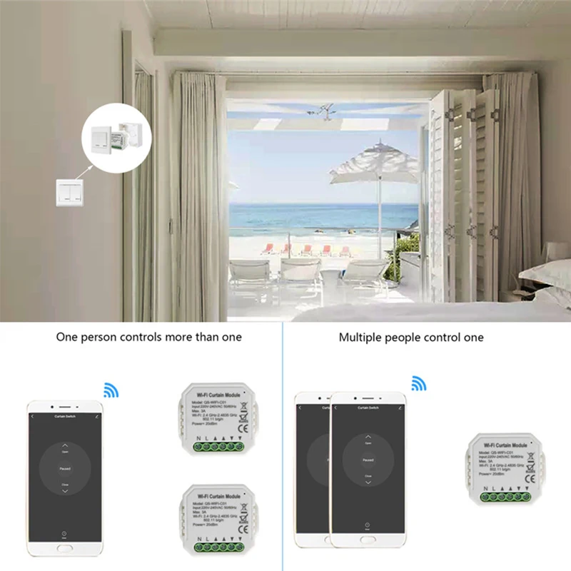 

WiFi Smart Curtain Switch Module Roller Shutter Motor Tuya Wireless Tuya Smart Life APP Remote Control Work with Alexa Google Ho