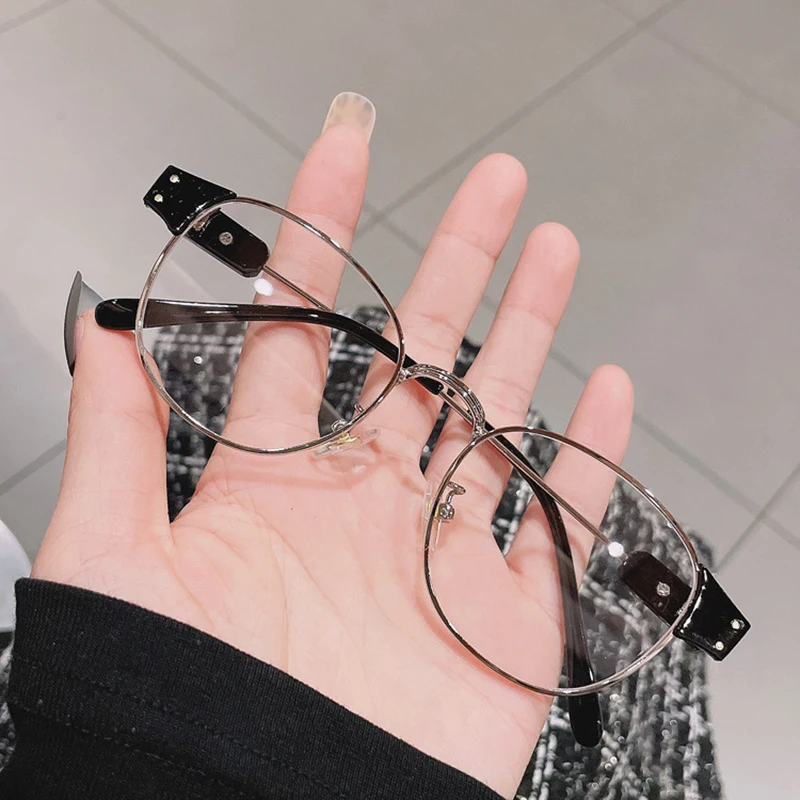 Ретро виниловые фоны овальной формы для женщин металлическая оправа очков