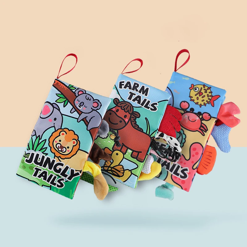 

0-36M Baby Early Learning Toy Tail Cloth Book Parent-child Interactive Sound Paper Puzzle Infant Baby Cloth Book Toy Rattle