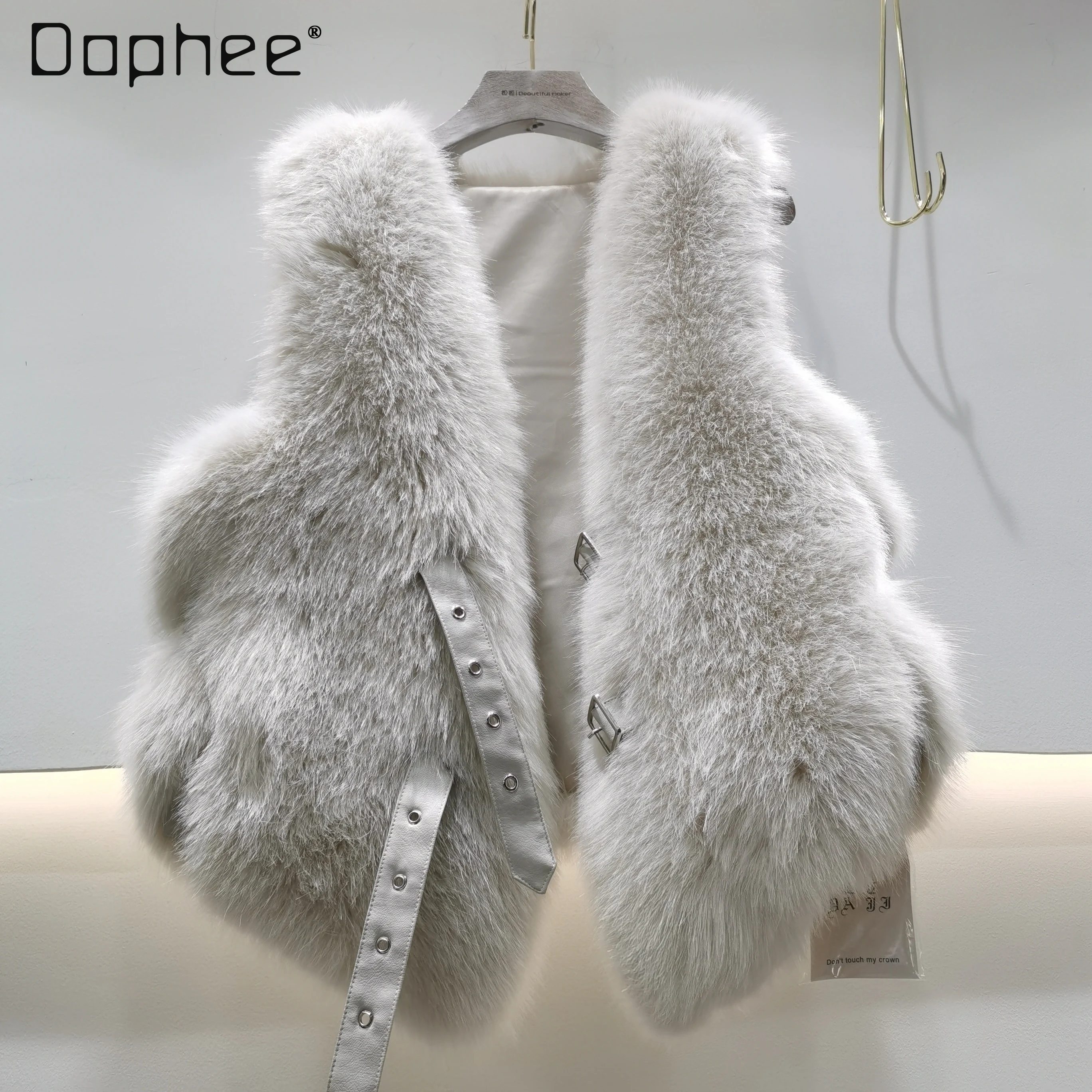 

2021 Winter Fashion New Temperament Sleeveless Fur Vest Coat for Women Cropped Sashes Solid Color Fur Vests Waistcoat for Women