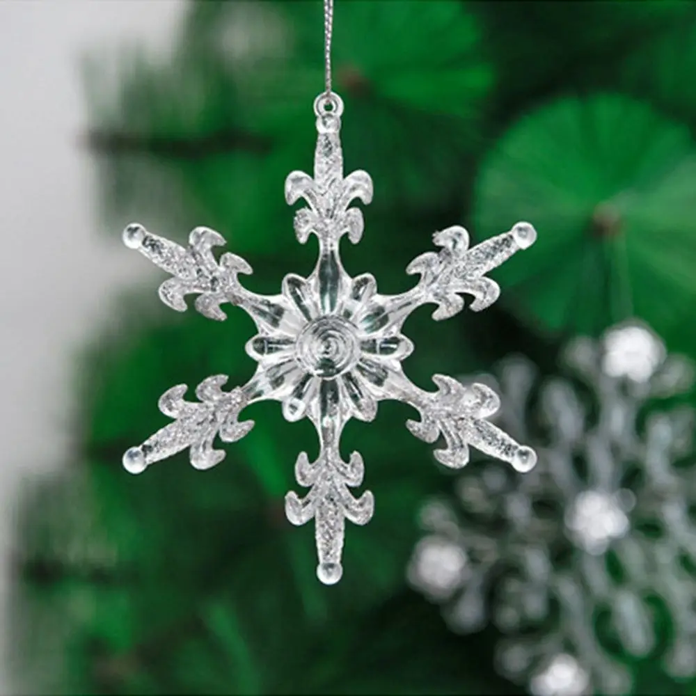 

Рождественские украшения, Хрустальный акриловый прозрачный кулон в виде снежинки, подвесной декор для рождественской елки, товары для ново...