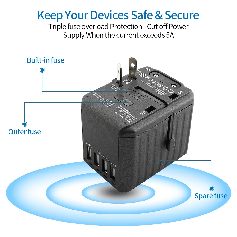 Адаптер питания NTON для путешествий универсальный адаптер зарядное устройство