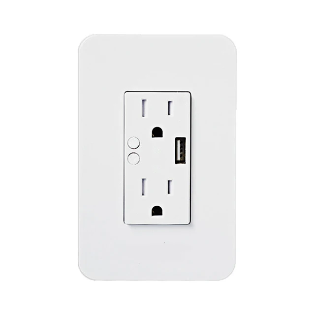 

Wifi Smart Wall Power Socket Outlets Plug 2 USB Socket Smart Life/Tuya APP Remote Control Anywhere Work with Alexa Google Home