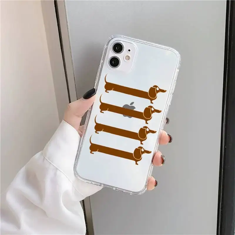 

Cartoon Dachshund Sausage Dog Phone Case Transparent for iPhone 11 12 mini pro XS MAX 8 7 6 6S Plus X 5S SE 2020 XR