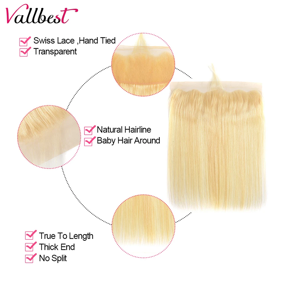 Vallbest 613 пряди с фронтальной бразильской прямых волос светлые человеческих