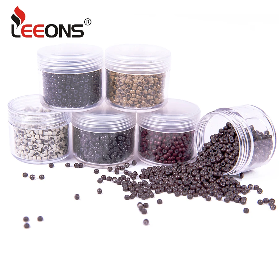 

1000 Pieces Micro Links Rings Hair Extentions Beads 2.0Mm Silicone Lined Beads 6 Colors For Women Hair Feather Extensions Tool