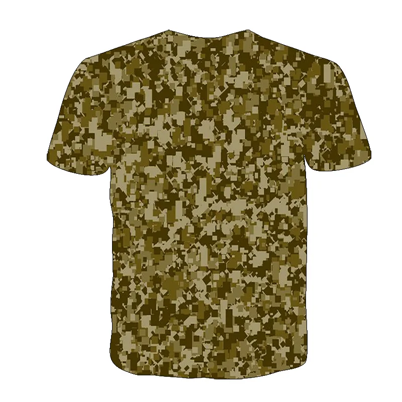 

Summer Kids Short-Sleeved Camouflage Loose T-Shirt Boys And Girls 3D Personality Latest Harajuku t-shirt Gray Army Green Tops
