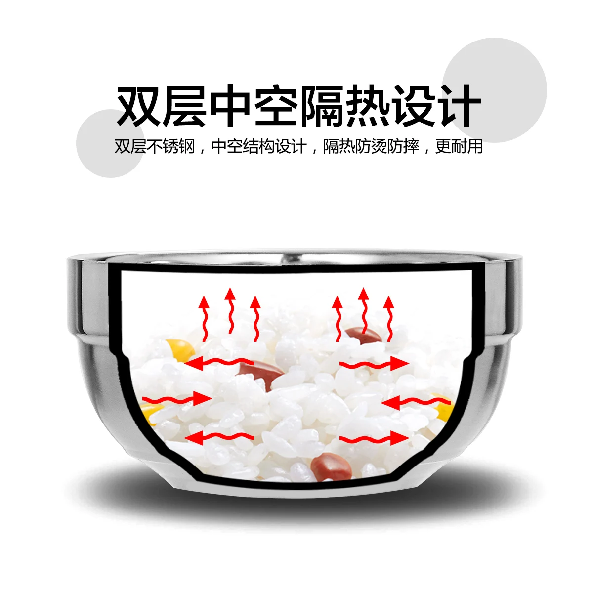 Чаша из нержавеющей стали чаша для риса с двойным утеплителем детей 1 шт.|Чаши| |