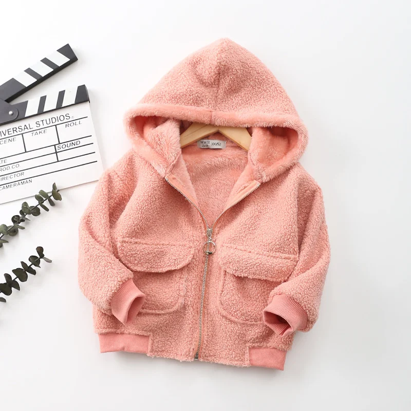 

Girls Boys Coat Jacket Plus Velvet Thicken 2021 Simple Warm Winter Overcoat High Quality Sport Cotton Kids Children's Clothes
