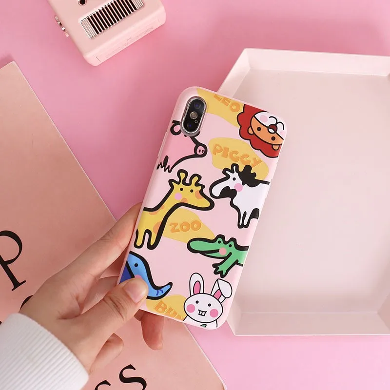 Для Iphone 7 8 Plus 6s милый мультфильм зоопарк шаблон чехол для телефона IPhone X XS 6 INS песок