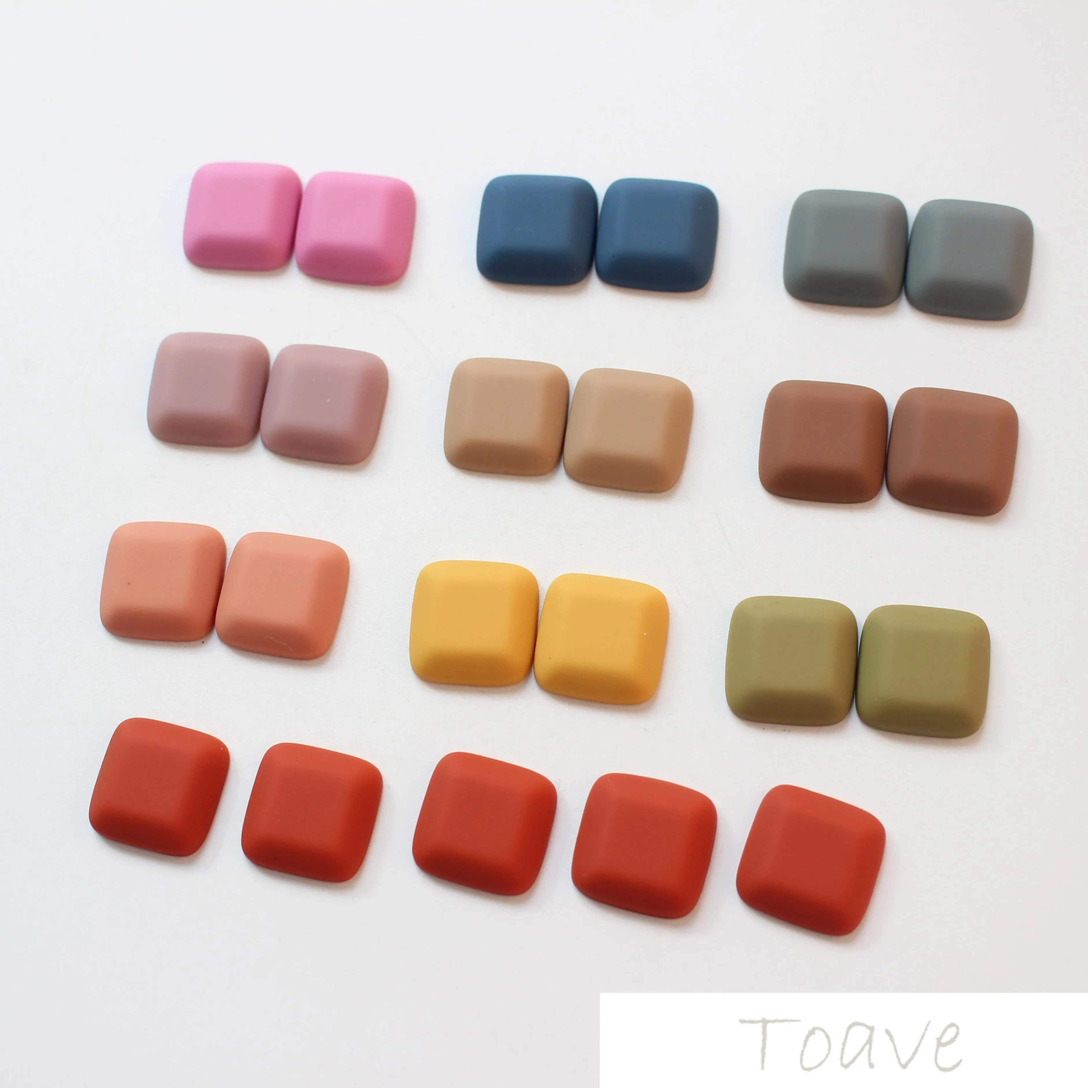 Autumn/winter model rubber-felt half-pill resin square patch ear nail ring Japanese diy hand-made material accessories | Украшения и