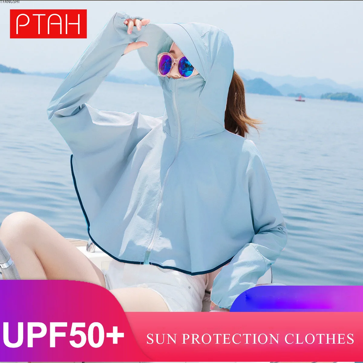 

[PTAH] New UPF 50+ Sun Protection Clothes Women Anti-UV Hoodie Long Sleeve Running Hiking Jacket Outdoor Performance Outerwear