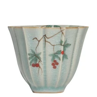 hand painted celadon loquat petal master cup ice cracking mens and womens tea cups ceramic household single cup
