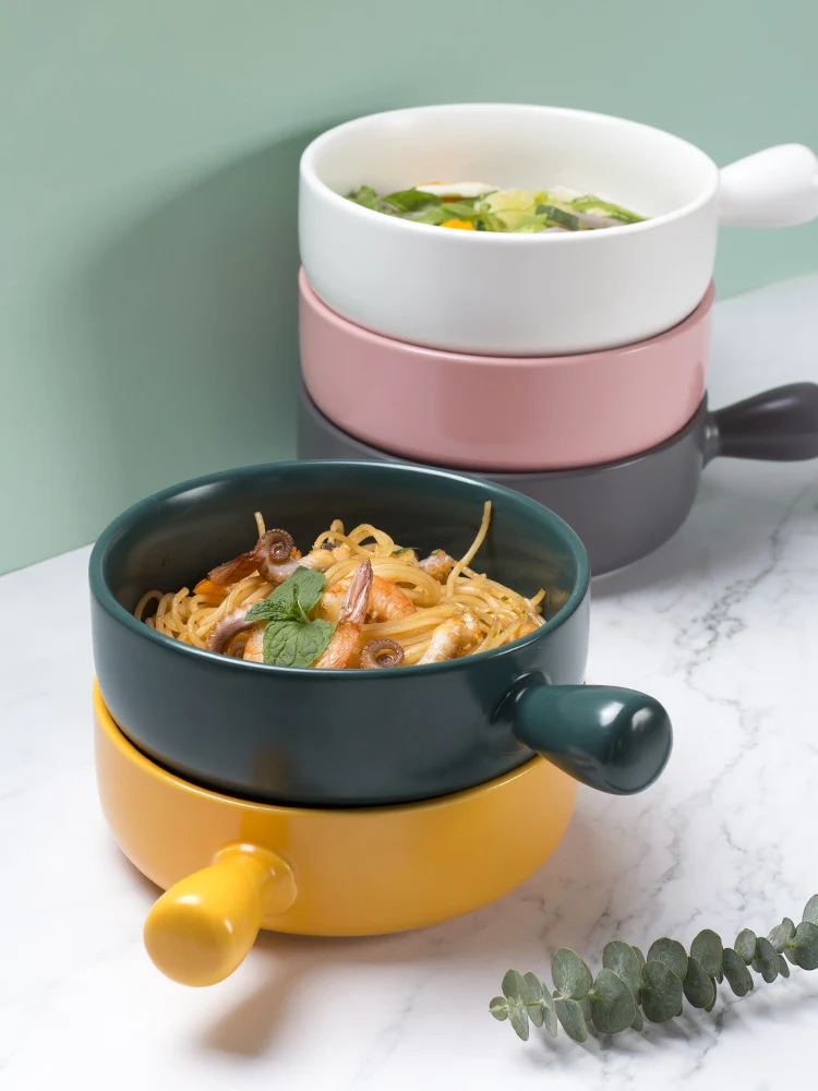 Новая керамическая миска в европейском стиле Салатница с ручкой для лапши
