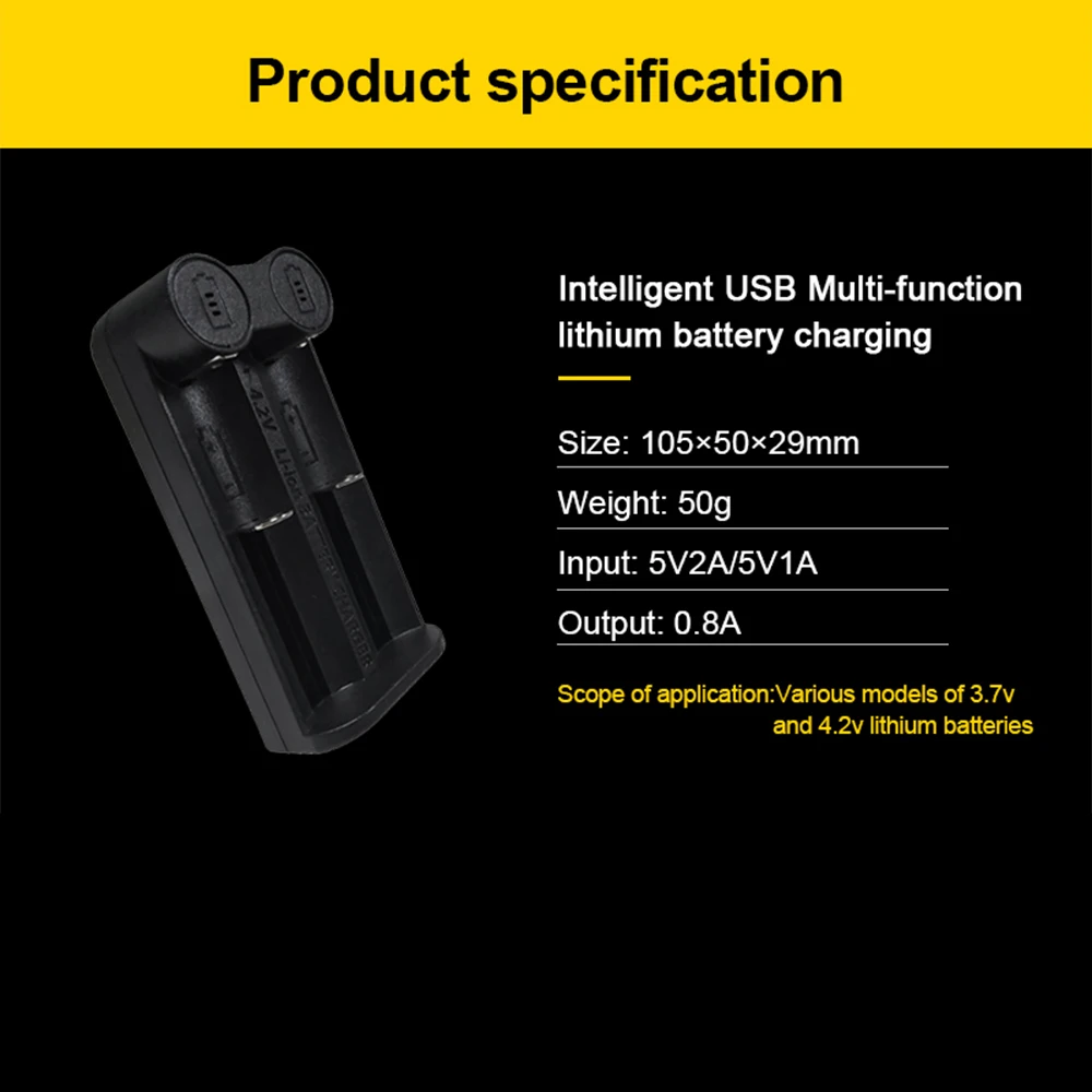 Зарядное устройство для аккумуляторов 18650 умное зарядное с 2 слотами USB 26650 18350 32650