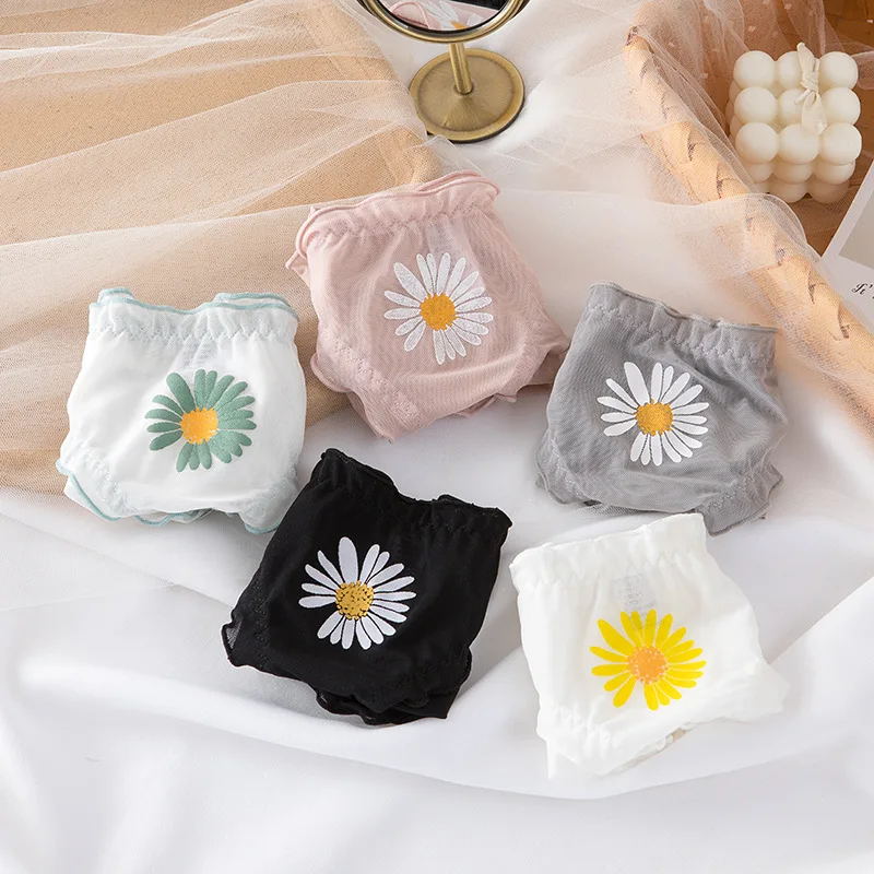 Трусики женские кружевные с оборками прозрачные хлопковые трусики-брифы модное