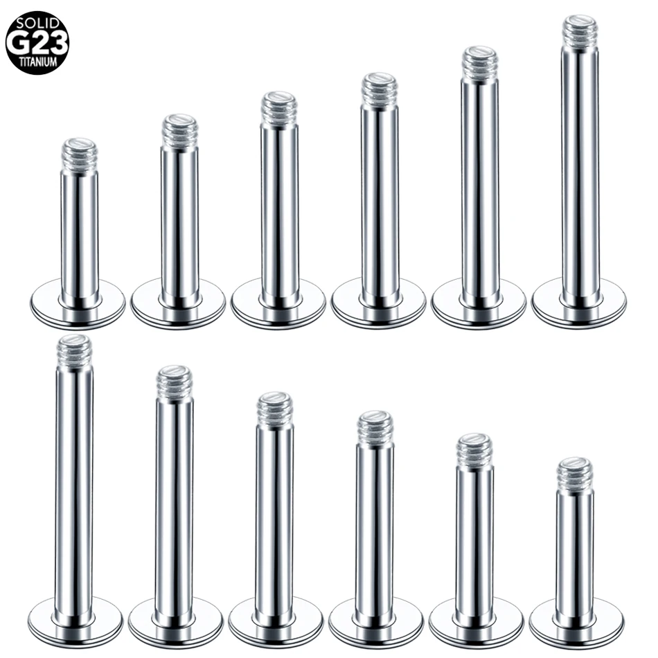 10Pcs/lot G23 Titanium Labret Bar Barbell Parts For 16/14G Lip Tongue Earring Stud Gauges Piercing Body Jewelry Replacement